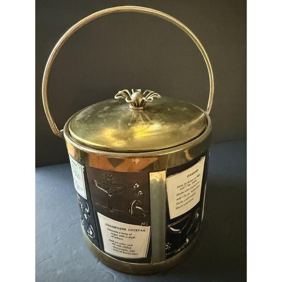 Vtg Ice Bucket Serve Master Ice Bucket Barware MCM Cocktail Drinks 1960s Brass - Picture 5 of 13